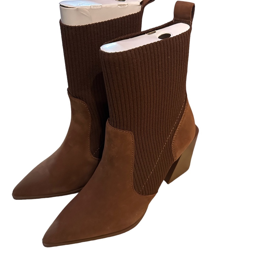 Sculpted block heel boot